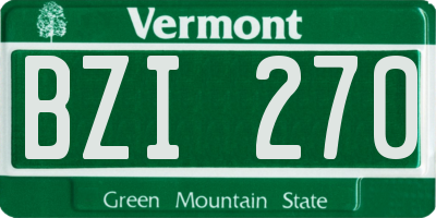 VT license plate BZI270