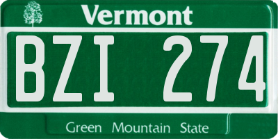 VT license plate BZI274