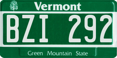 VT license plate BZI292