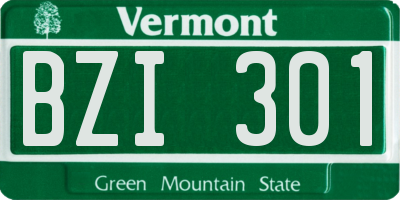 VT license plate BZI301