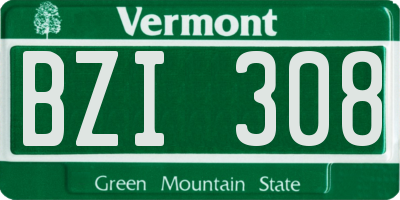 VT license plate BZI308