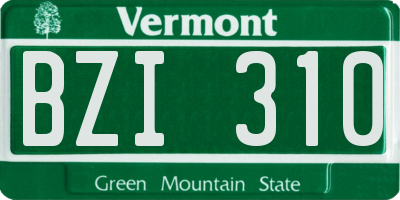 VT license plate BZI310