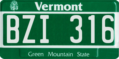 VT license plate BZI316