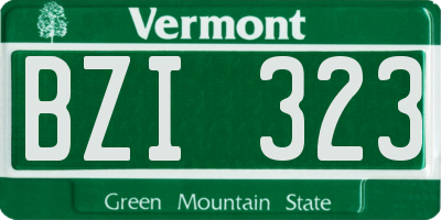 VT license plate BZI323