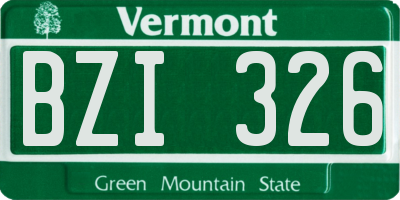 VT license plate BZI326