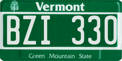 VT license plate BZI330