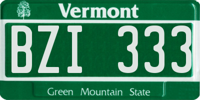 VT license plate BZI333