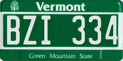 VT license plate BZI334