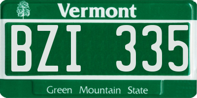 VT license plate BZI335