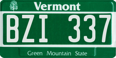 VT license plate BZI337