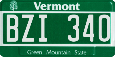 VT license plate BZI340