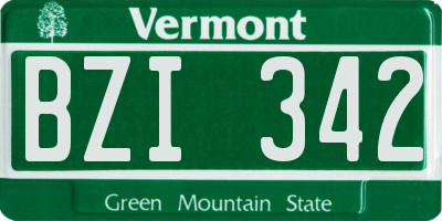 VT license plate BZI342