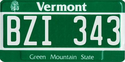 VT license plate BZI343