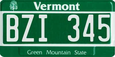 VT license plate BZI345