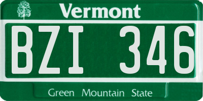 VT license plate BZI346