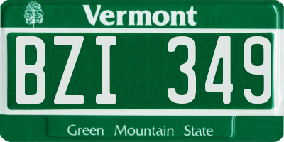 VT license plate BZI349