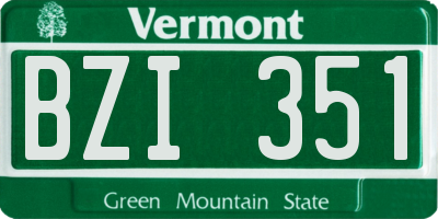 VT license plate BZI351