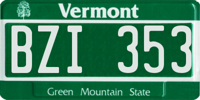 VT license plate BZI353