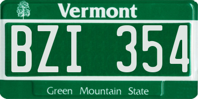 VT license plate BZI354