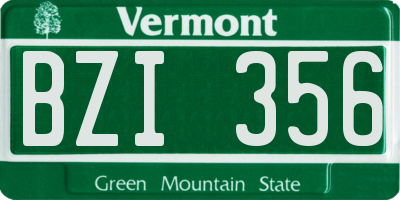 VT license plate BZI356