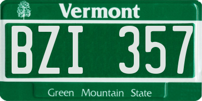 VT license plate BZI357