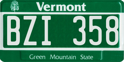 VT license plate BZI358