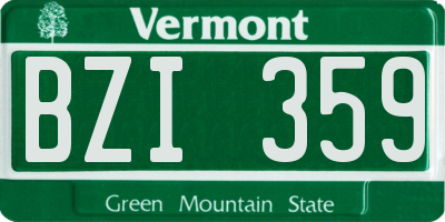 VT license plate BZI359