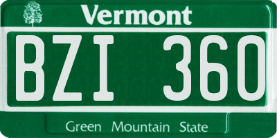VT license plate BZI360