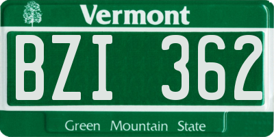 VT license plate BZI362