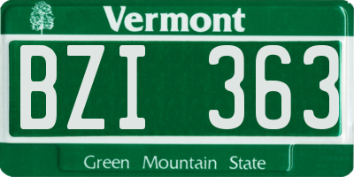 VT license plate BZI363