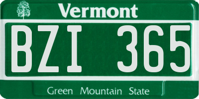 VT license plate BZI365