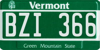 VT license plate BZI366