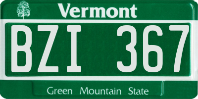 VT license plate BZI367