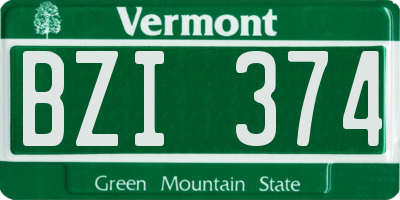 VT license plate BZI374
