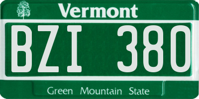 VT license plate BZI380