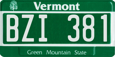 VT license plate BZI381