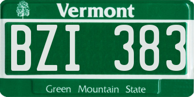 VT license plate BZI383
