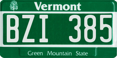VT license plate BZI385