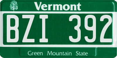 VT license plate BZI392