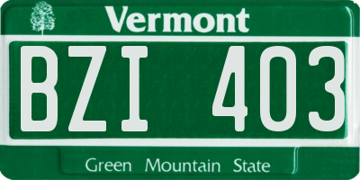VT license plate BZI403