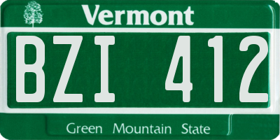 VT license plate BZI412