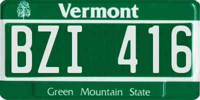 VT license plate BZI416