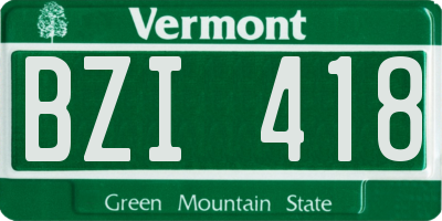 VT license plate BZI418