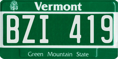 VT license plate BZI419