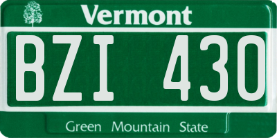 VT license plate BZI430