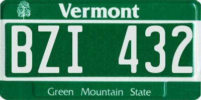 VT license plate BZI432