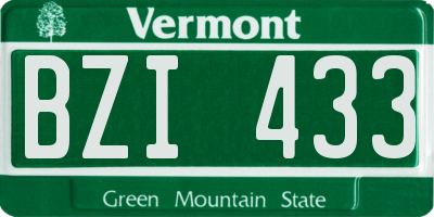 VT license plate BZI433