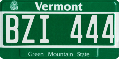 VT license plate BZI444