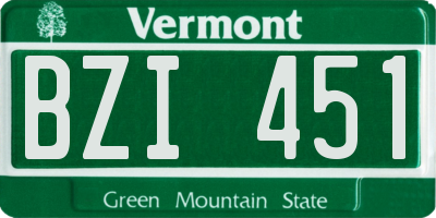 VT license plate BZI451