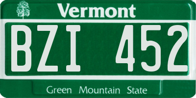 VT license plate BZI452